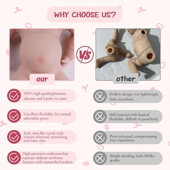 18Inch Realistic Full Body Silicone Reborn ivory White Baby Girl Sleeping Dolls - Picture 2 of 7